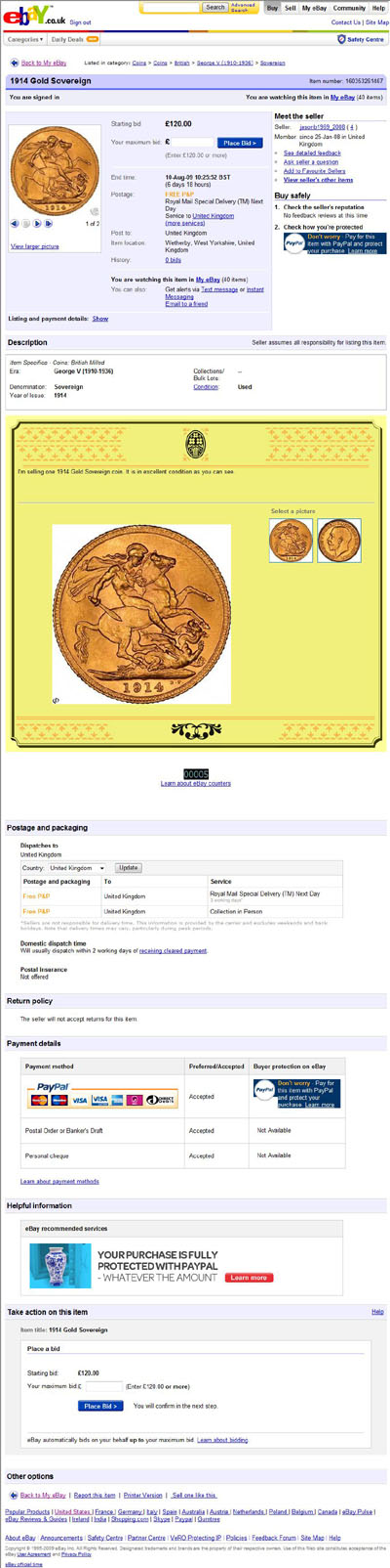 jasonb1969_2008 eBay Listing for 1914 Gold Sovereign